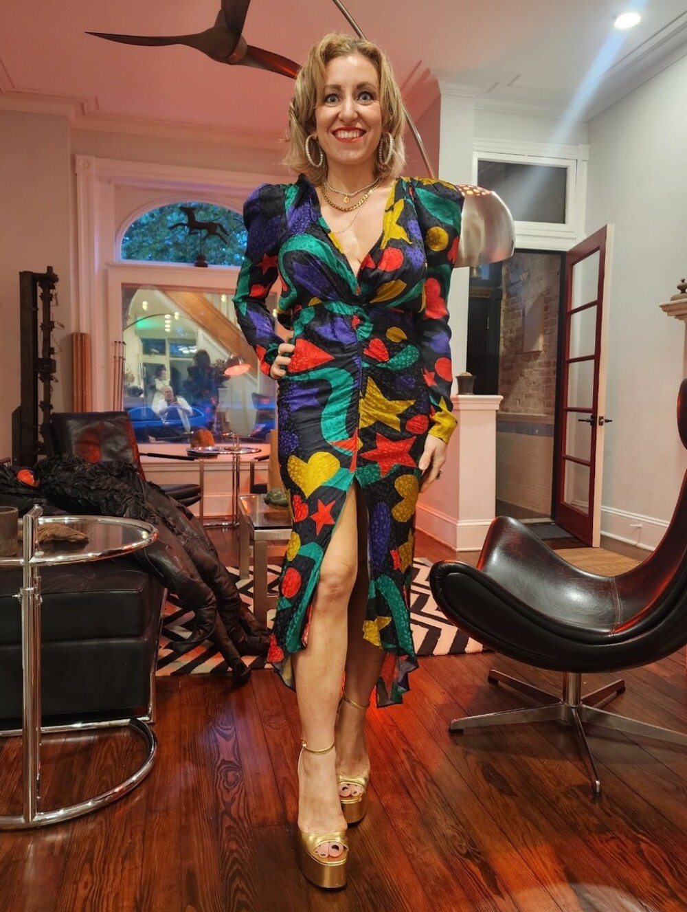 Ronny Kobo Astrid Silk Colorful Abstract Print Women's Dress Size XS